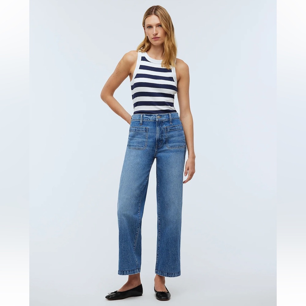 Madewell The Emmett Wide-Leg Full Length Jean: Patch Pocket Edition